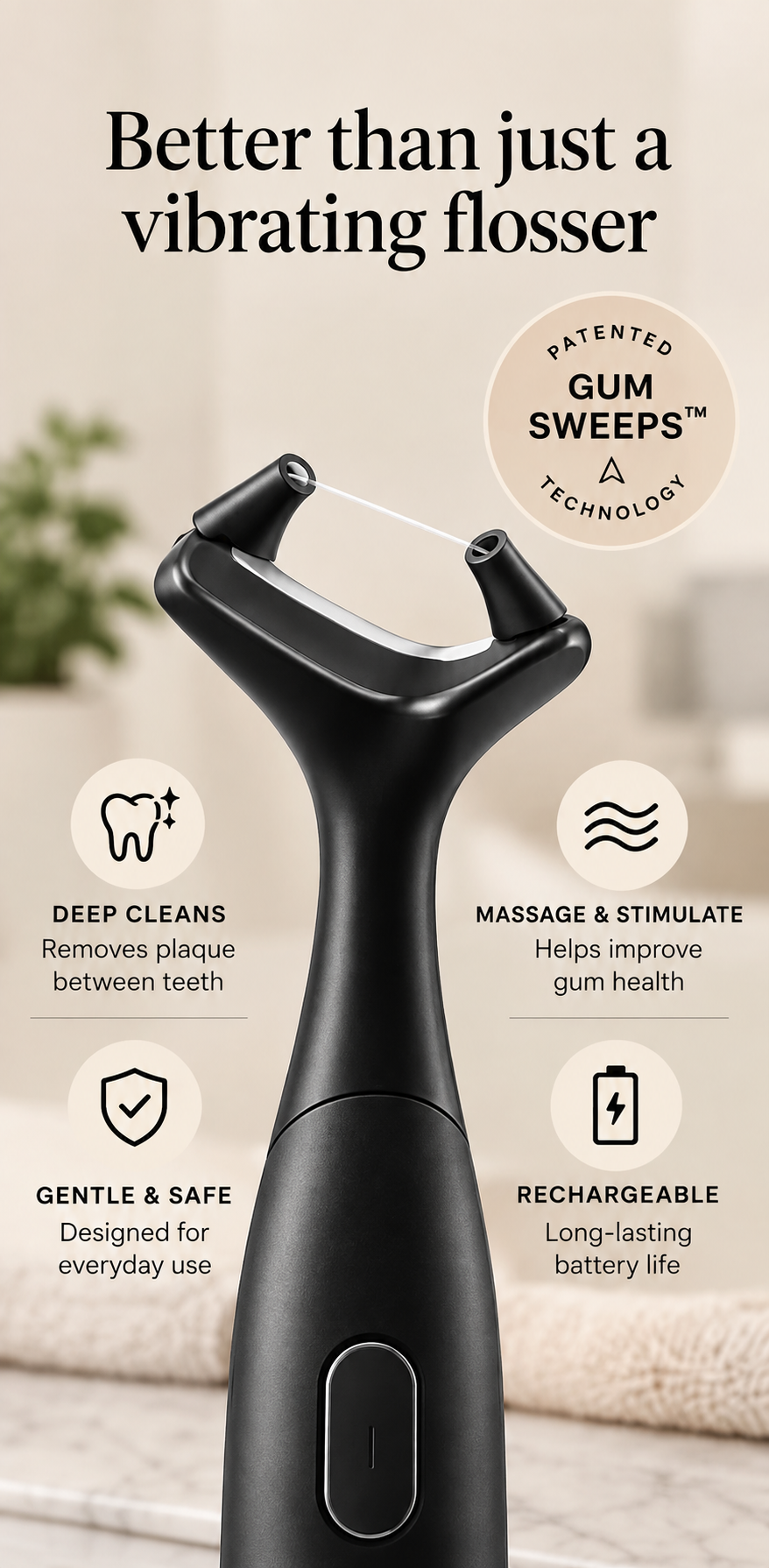 3-Mode Electric Dental Flosser – Rechargeable & Waterproof