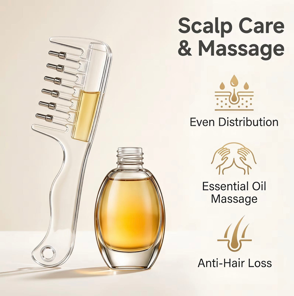 2-in-1 Hair Oil Applicator & Scalp Massaging Comb